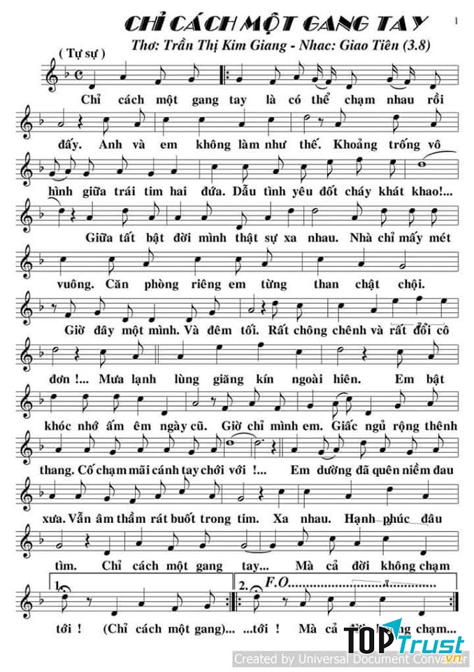 Bản nhạc phổ thơ Hương Tràm