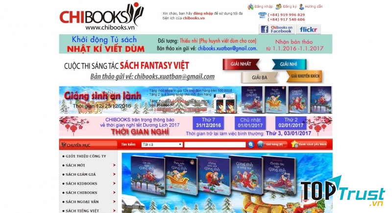 Giao diện website của Chibooks
