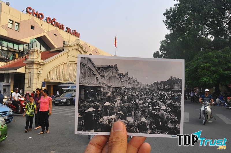 Chợ Đồng Xuân xưa và nay đều rất tấp nập người đến