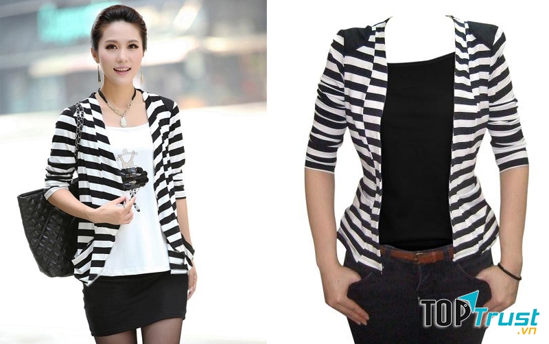 Chọn sọc ngang sẽ không lo lỗi mốt.