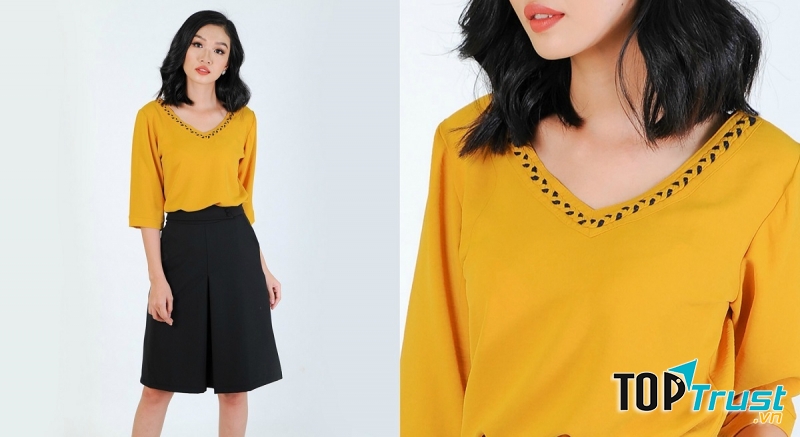 Các nàng có bắp tay to nên sắm ngay cho mình những kiểu váy áo có phần tay áo dài trên hoặc quá khủy tay một chút.