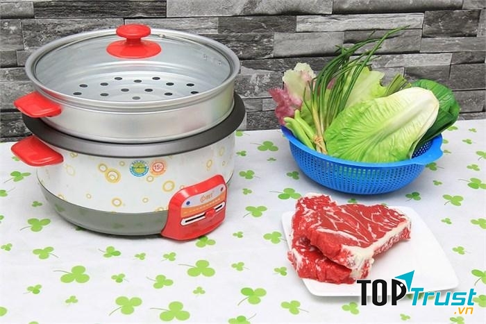 Nồi lẩu điện Comet CM7732 có xửng hấp đi kèm