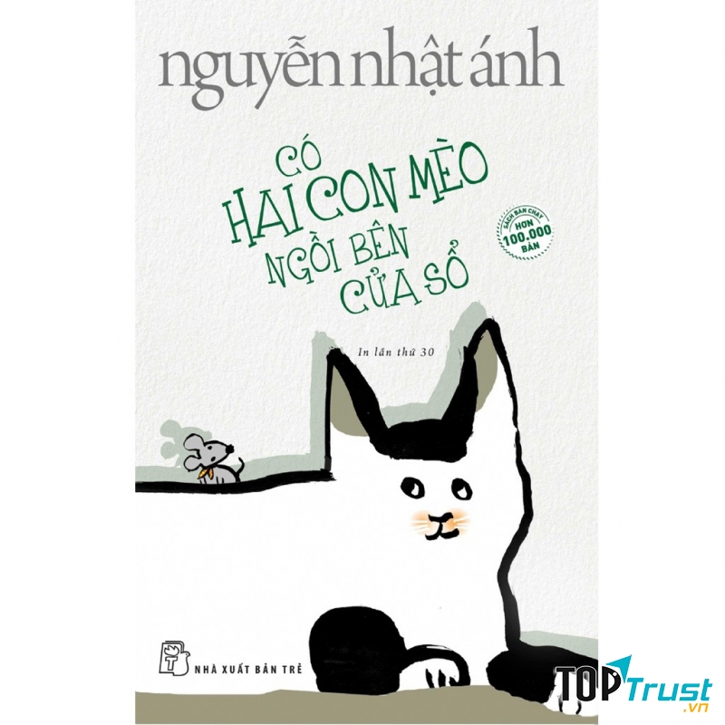 Có hai con mèo ngồi bên cửa sổ