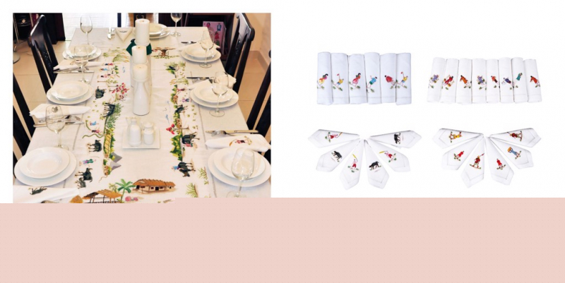 Bộ Khăn bàn hình chữ nhật Thêu tay đặc biệt