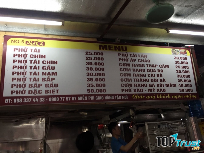 Bảng giá quán niêm yết