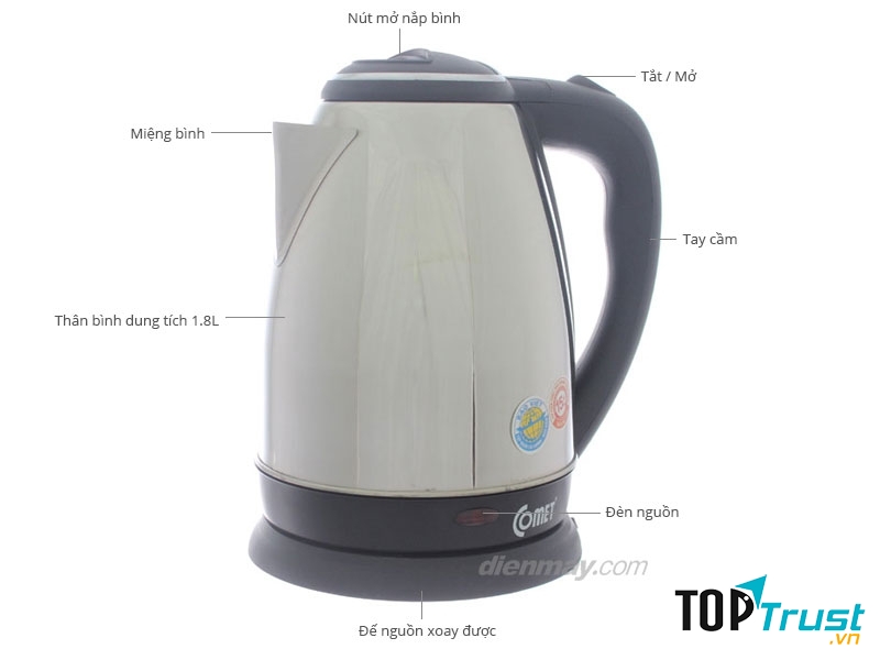 Ấm siêu tốc Comet CM8217 1.8 lít