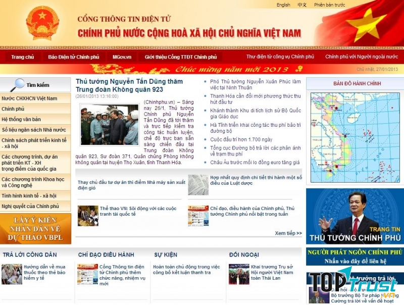Website thuộc cổng thông tin điện tử của Chính phủ.