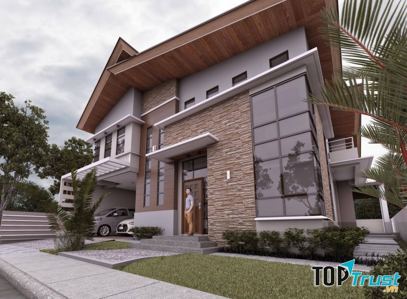 Mẫu nhà theo phong cách hiện đại do Công ty TNHH XD Kim Toàn thiết kế và thi công