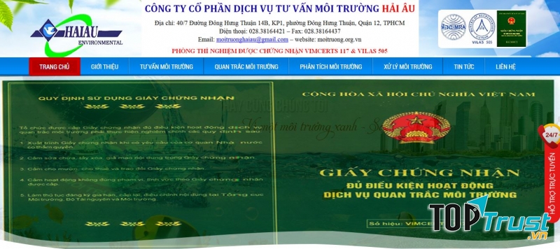 Công ty cổ phần dịch vụ tư vấn môi trường Hải Âu