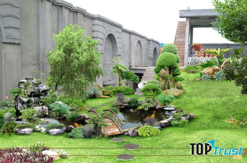 Một khu vườn màu xanh mát mẻ