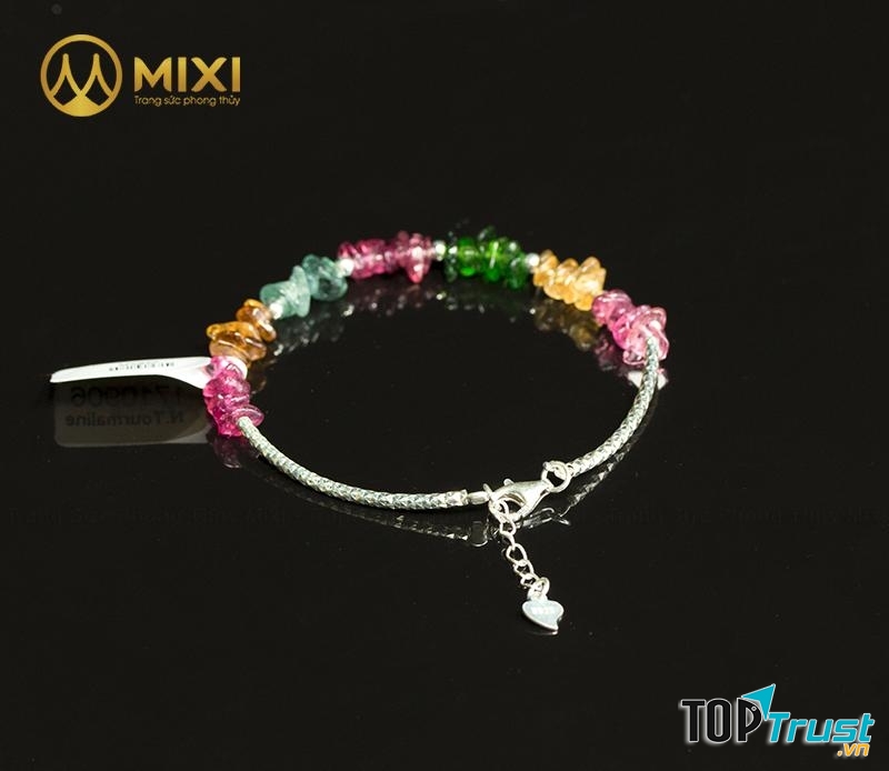 Vòng Tay Tourmaline Dẹt Mix Bạc
