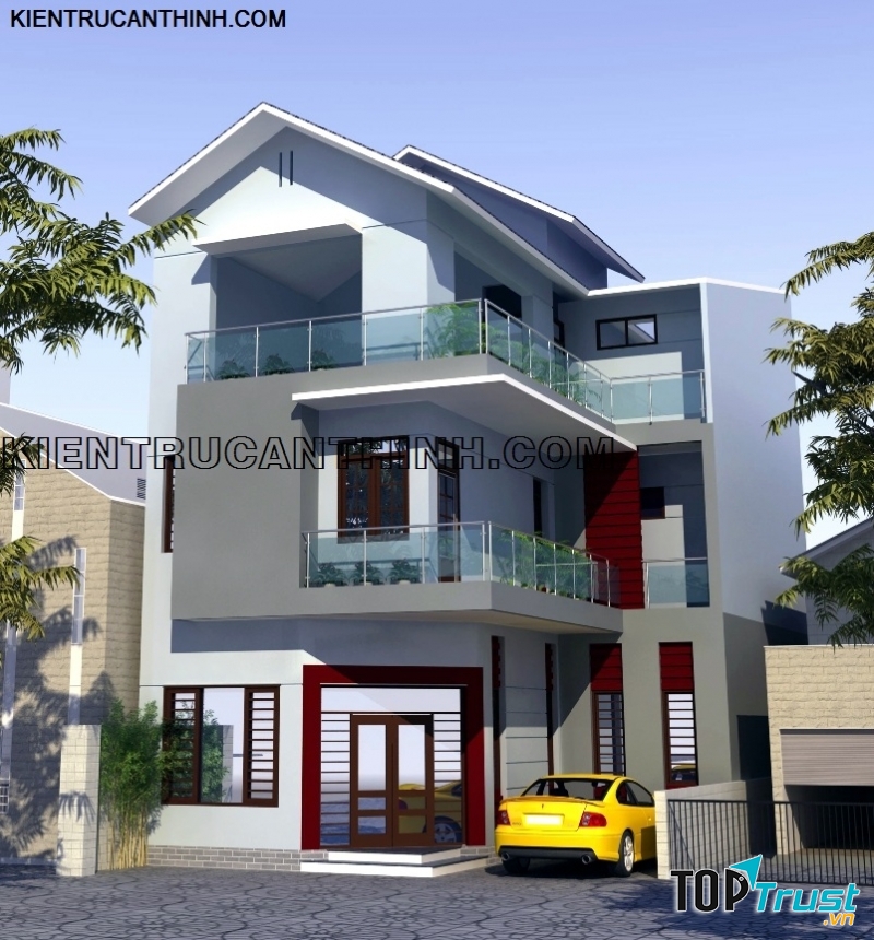 Mô hình thiết kế nhà Biệt thự ông Hùng Cường, Diêm Điền, Thái Bình.