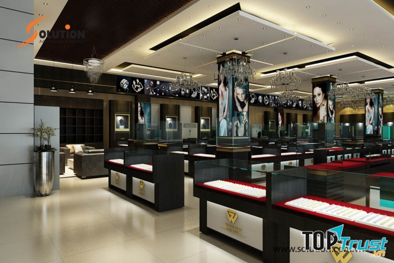 Thiết kế thi công nội thất showroom vàng Đại Việt Cổ