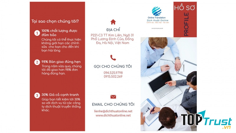 Khách hàng luôn tin tưởng dịch vụ của Công ty dịch thuật Online tại Hà Nội