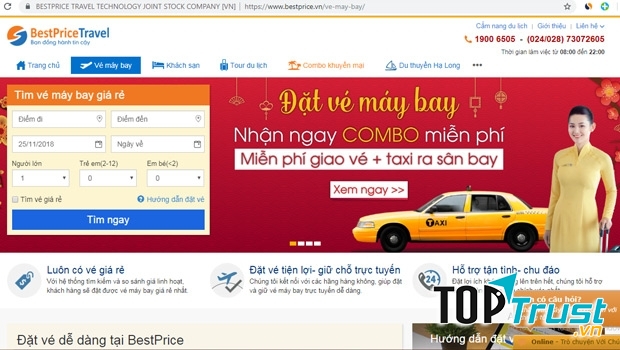 Trang web đặt vé máy bay của BestPrice