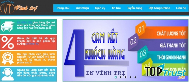Trang web của công ty in ấn Vĩnh Trị