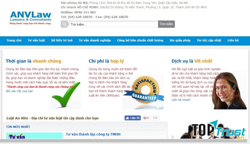 Website của Công ty Luật An Viên