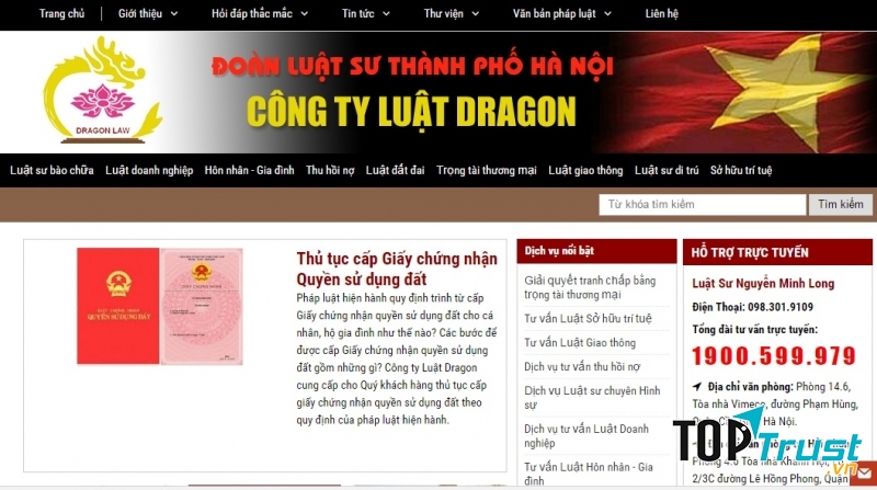 Website của Công ty Luật DRAGON