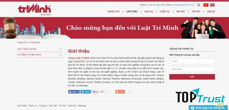 Website của Công ty luật Trí Minh