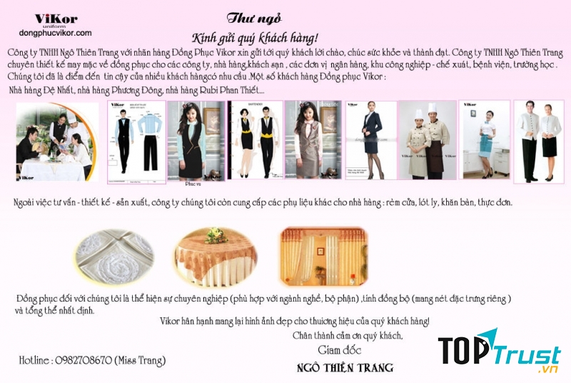 Một số sản phẩm của công ty may mặc Vikor