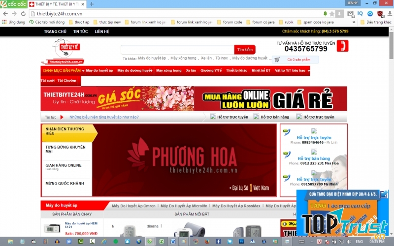 Trang web của Công ty thiết bị y tế 24h.