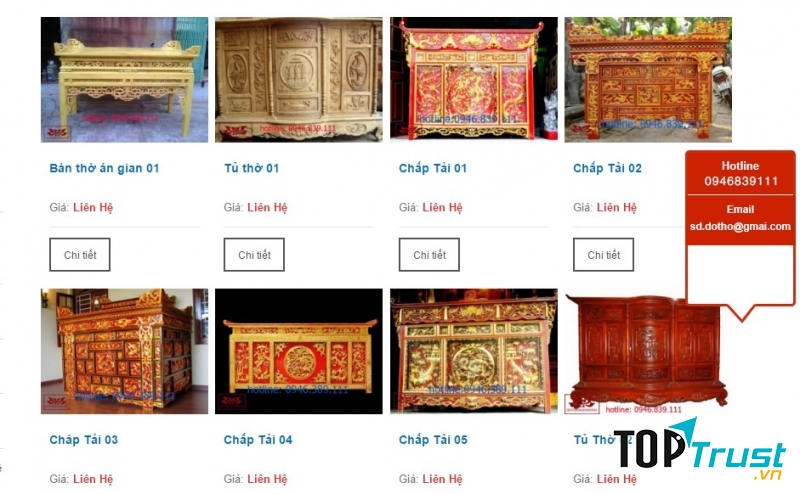 Sản phẩm tủ thờ của Phú Cường