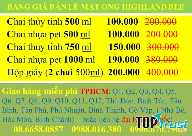 Bảng giá mật ong nguyên chất