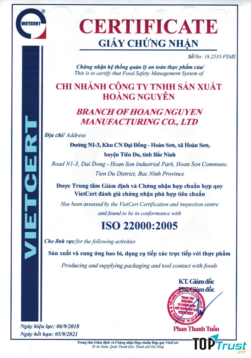 Công ty TNHH sản xuất Nhựa Hoàng Nguyên