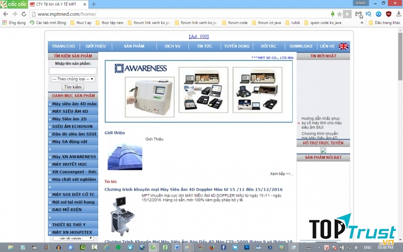 Trang web của Công ty TNHH thiết bị khoa học và y tế MPT