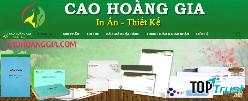 Trang web của công ty TNHH Thương mại Cao Hoàng Gia