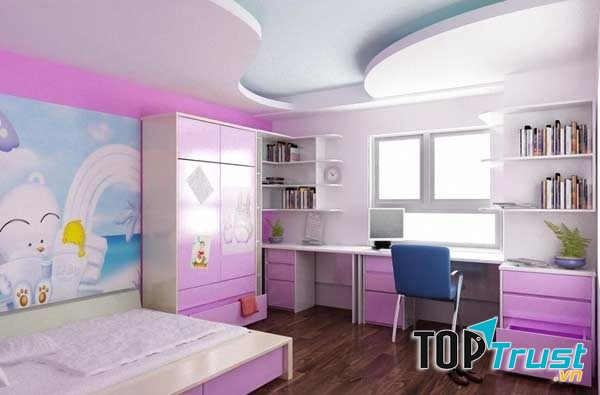 Thiết kế trần thạch cao cho phòng ngủ trẻ em