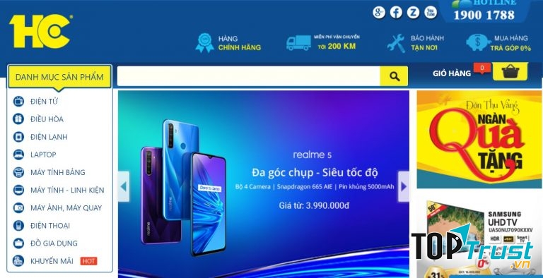 Website của Siêu thị điện máy HC
