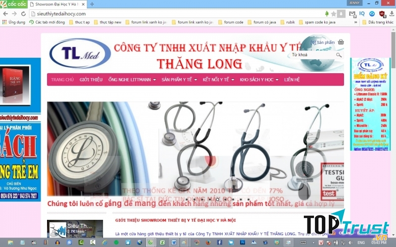 Trang web của Công Ty TNHH xuất nhập khẩu y tế Thăng Long