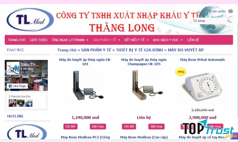 Website của Công Ty TNHH xuất nhập khẩu y tế Thăng Long