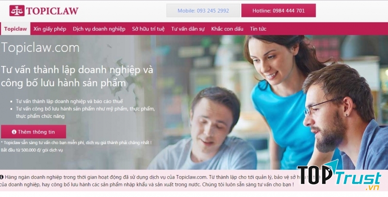 Website của Công ty Topiclaw