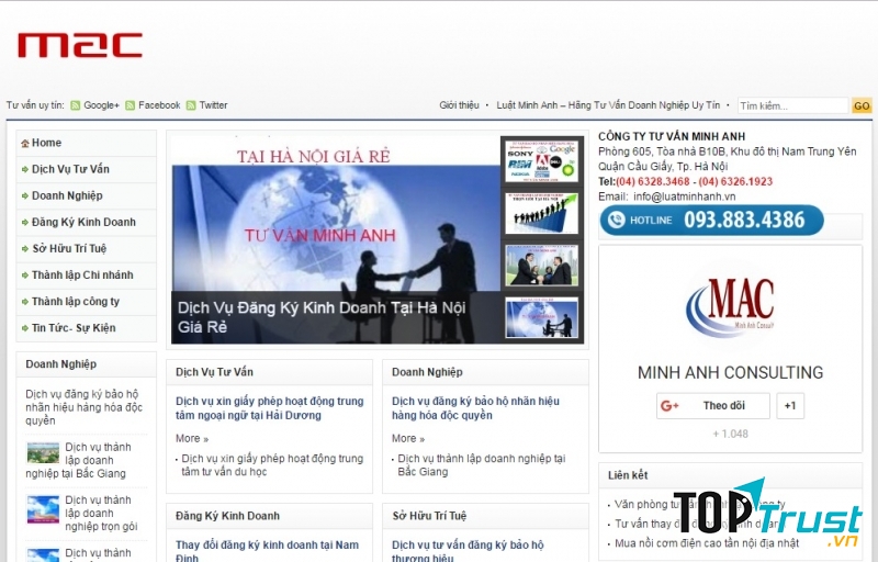 Website của Công ty tư vấn Minh Anh
