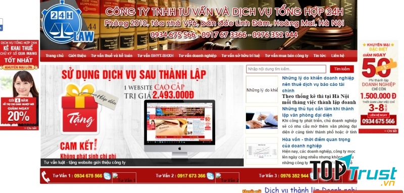 Website của Công ty Tư Vấn và Dịch vụ Tổng hợp 24H