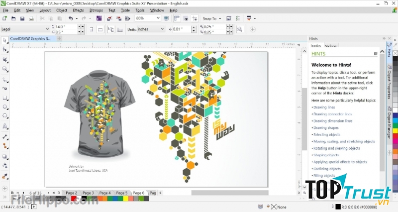 Một màn hình thiết kế của CorelDRAW