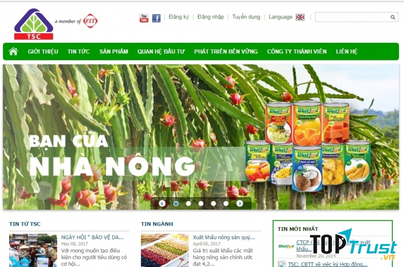 Website của CTCP Vật Tư Kỹ Thuật Nông Nghiệp Cần Thơ