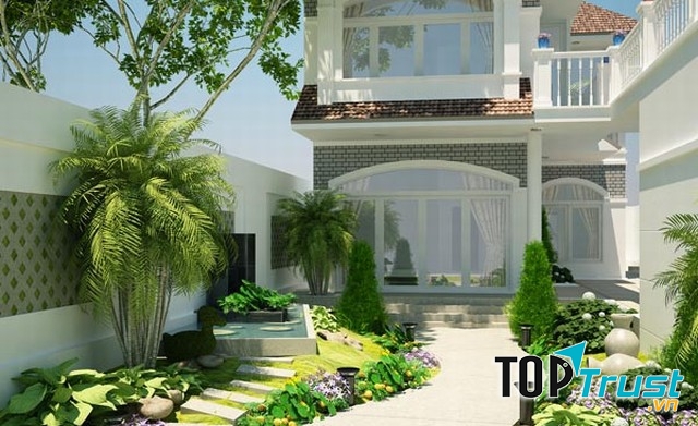 Tiểu cảnh sân vườn hiện đại.