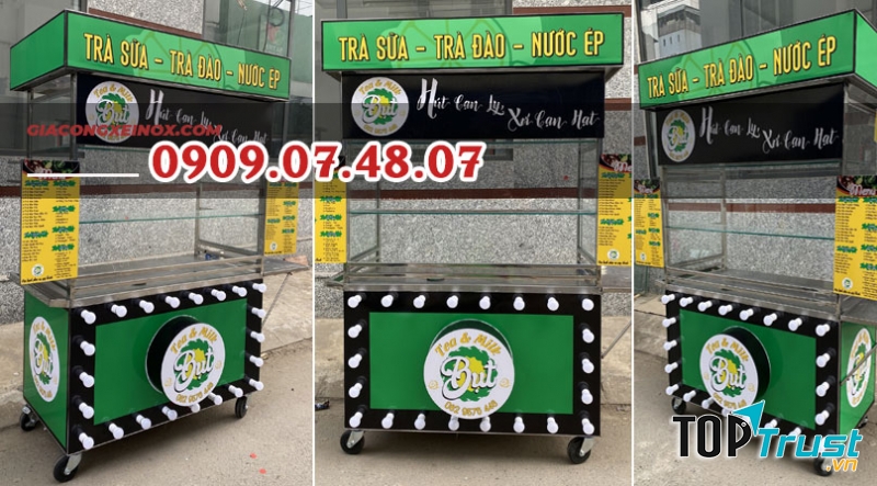 CTY TNHH TMDV KIỆT PHÁT cung cấp xe đẩy trà sữa bằng inox