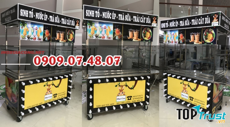 CTY TNHH TMDV KIỆT PHÁT cung cấp xe đẩy trà sữa bằng inox