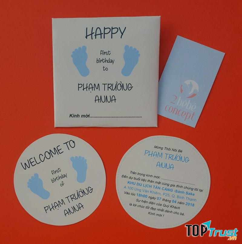 Thiệp thôi nôi, sinh nhật tạo hình thiết kế theo yêu cầu