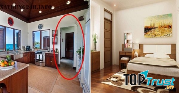 Cửa phòng ngủ không nên đối diện với nhà bếp hoặc tiếp giáp nhà bếp