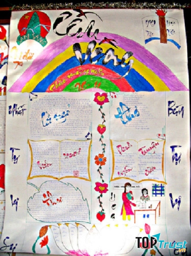 Báo tường với các nội dung Thơ, Văn xuôi, Thư, Danh ngôn, Truyện cười...