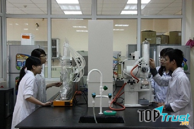 Sinh viên thực tập tại Viện Công nghệ sinh học và Công nghệ thực phẩm của trường