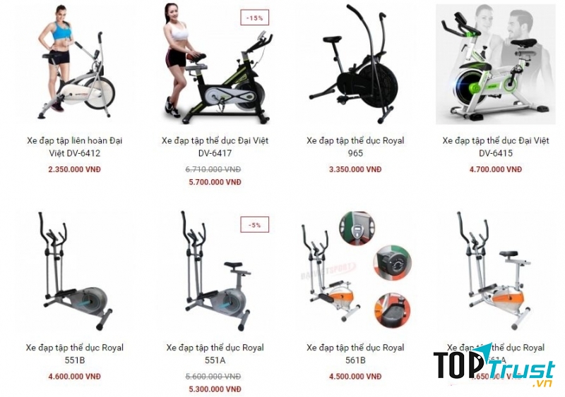 Một số kiểu xe đạp tập thể dục tại Đại Việt Sport