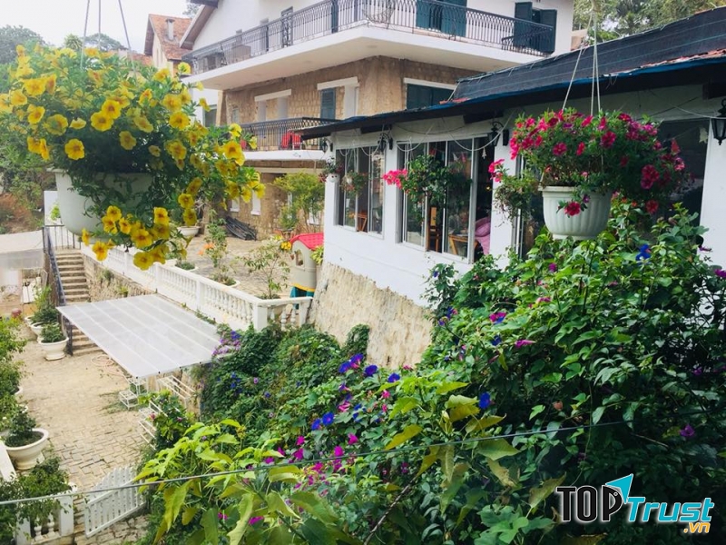 Không gian tràn ngập hoa cỏ, cây cối