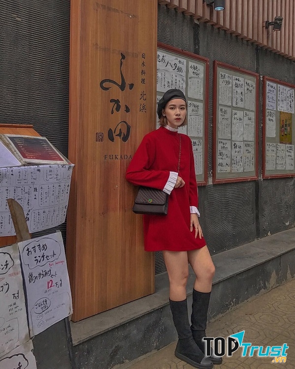 Đầm liền + bốt da