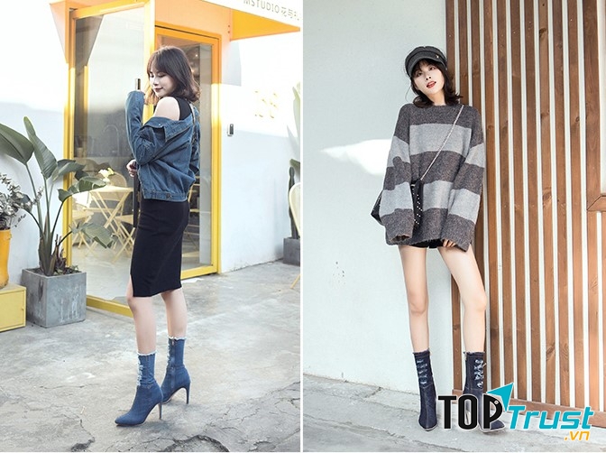 Nếu bạn muốn trở thành một cô nàng năng động, trẻ trung trong ngày lễ giáng sinh này thì hãy diện ngay một chiếc đầm liền kết hợp cùng đôi bốt da của bạn.